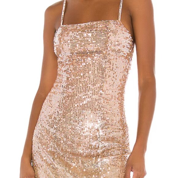 Reve Riche Maida Midi Sequins Dress in Champagne Size XXS NEW with Tags - Picture 1 of 6